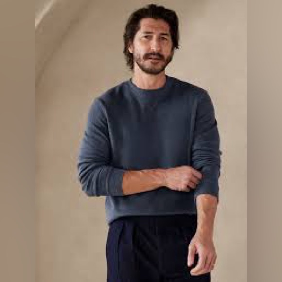 Brushed Waffle-Knit T-Shirt Mens size M colour Navy - Picture 2 of 8